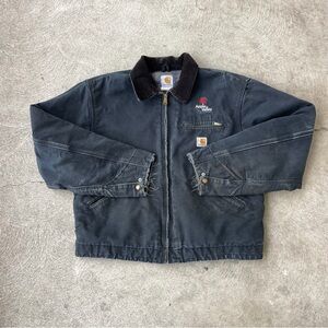 Carhartt Men's Detroit Jacket Vintage 90s Faded Distressed 46 XL Black Canvas